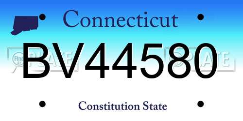 BV44580 Connecticut License Plate