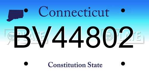 BV44802 Connecticut License Plate