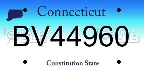 BV44960 Connecticut License Plate