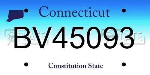 BV45093 Connecticut License Plate