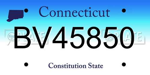 BV45850 Connecticut License Plate