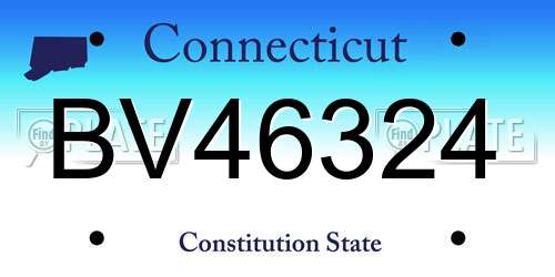 BV46324 Connecticut License Plate