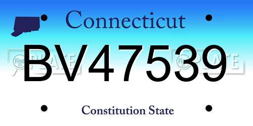 BV47539 Connecticut License Plate