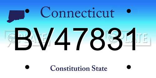 BV47831 Connecticut License Plate