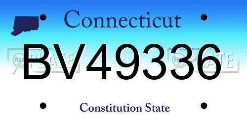 BV49336 Connecticut License Plate