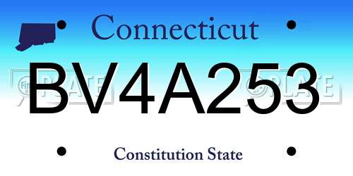 BV4A253 Connecticut License Plate