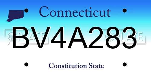 BV4A283 Connecticut License Plate