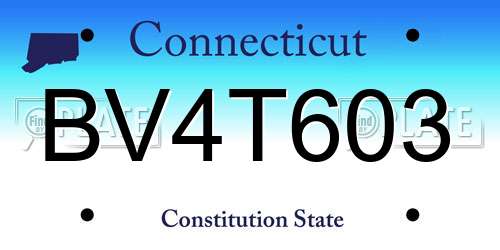 BV4T603 Connecticut License Plate