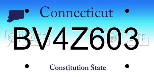 BV4Z603 Connecticut License Plate