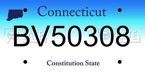 BV50308 Connecticut License Plate