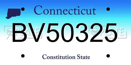 BV50325 Connecticut License Plate