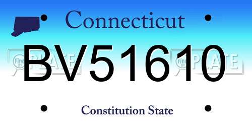 BV51610 Connecticut License Plate