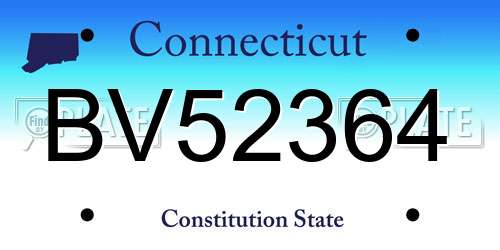 BV52364 Connecticut License Plate