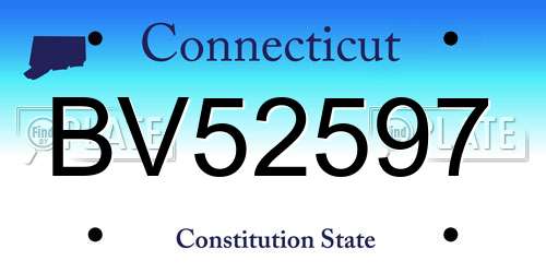 BV52597 Connecticut License Plate