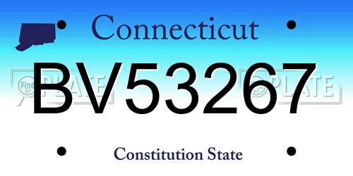 BV53267 Connecticut License Plate