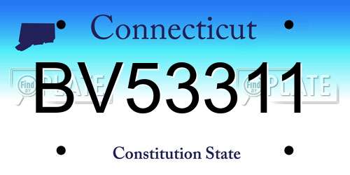 BV53311 Connecticut License Plate