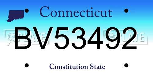 BV53492 Connecticut License Plate