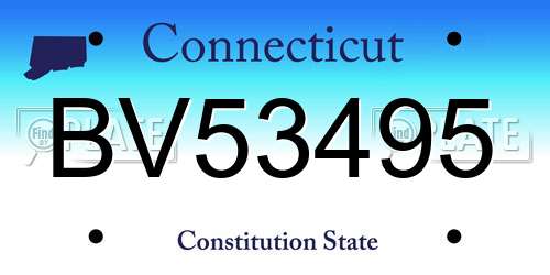 BV53495 Connecticut License Plate