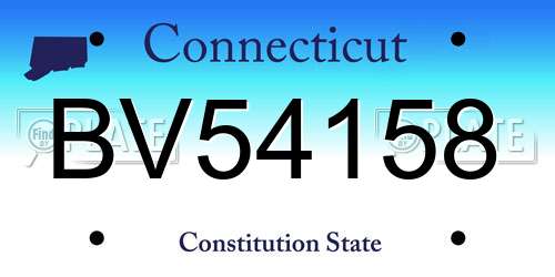 BV54158 Connecticut License Plate
