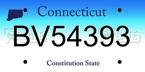 BV54393 Connecticut License Plate