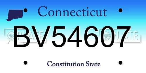 BV54607 Connecticut License Plate