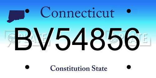 BV54856 Connecticut License Plate