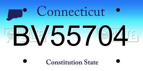 BV55704 Connecticut License Plate