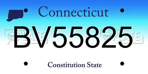 BV55825 Connecticut License Plate