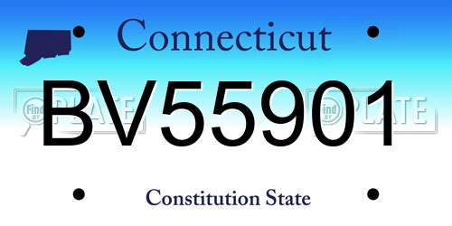 BV55901 Connecticut License Plate