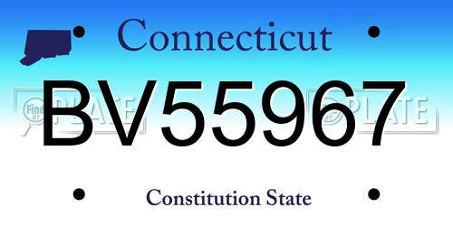 BV55967 Connecticut License Plate