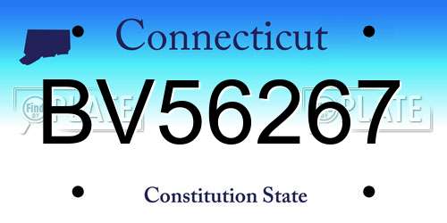 BV56267 Connecticut License Plate