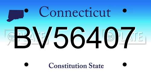 BV56407 Connecticut License Plate