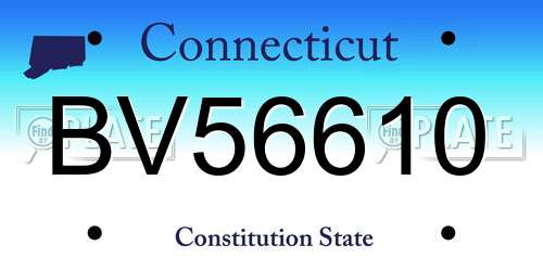 BV56610 Connecticut License Plate