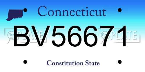 BV56671 Connecticut License Plate