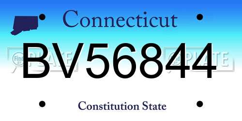 BV56844 Connecticut License Plate