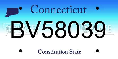 BV58039 Connecticut License Plate