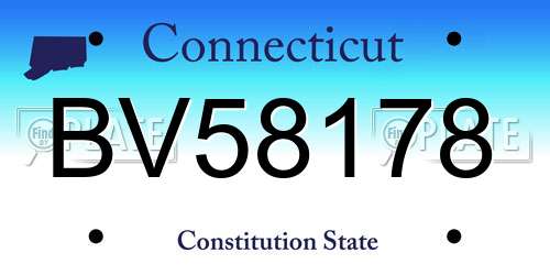 BV58178 Connecticut License Plate