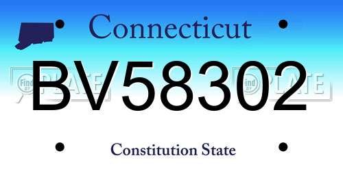 BV58302 Connecticut License Plate