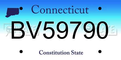 BV59790 Connecticut License Plate