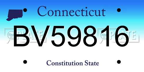 BV59816 Connecticut License Plate