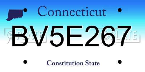 BV5E267 Connecticut License Plate