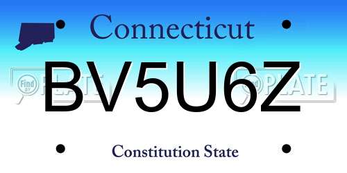BV5U6Z Connecticut License Plate