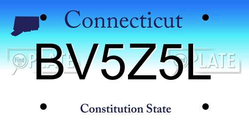 BV5Z5L Connecticut License Plate
