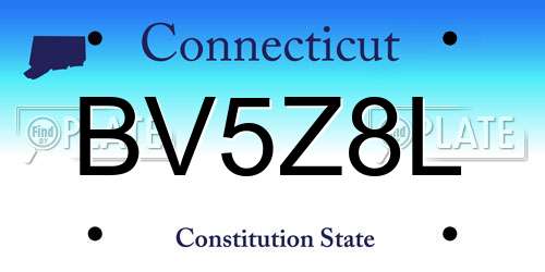 BV5Z8L Connecticut License Plate