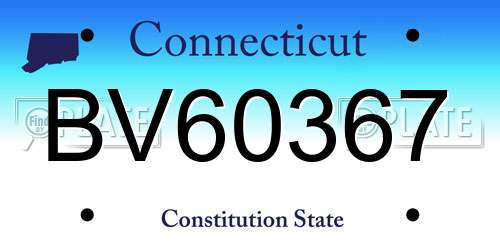 BV60367 Connecticut License Plate