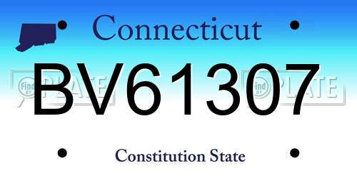 BV61307 Connecticut License Plate