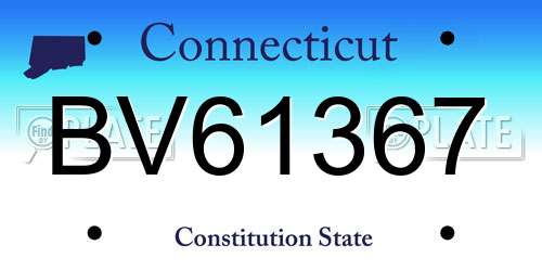 BV61367 Connecticut License Plate