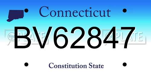 BV62847 Connecticut License Plate