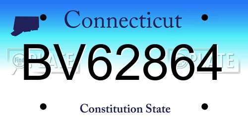BV62864 Connecticut License Plate