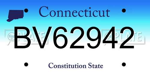 BV62942 Connecticut License Plate